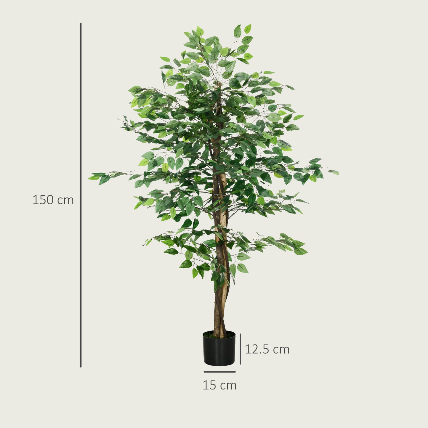 Larane Artificial Ficus Style Tree With Stabilised Pot Base In Green