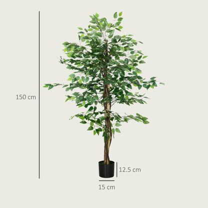 Larane Artificial Ficus Style Tree With Stabilised Pot Base In Green