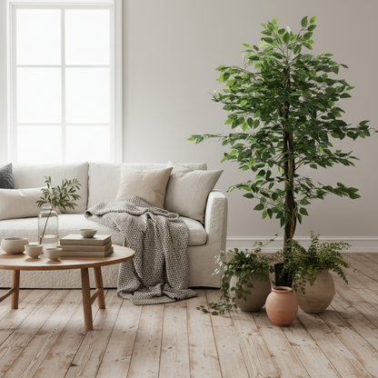 Larane Artificial Ficus Style Tree With Stabilised Pot Base In Green