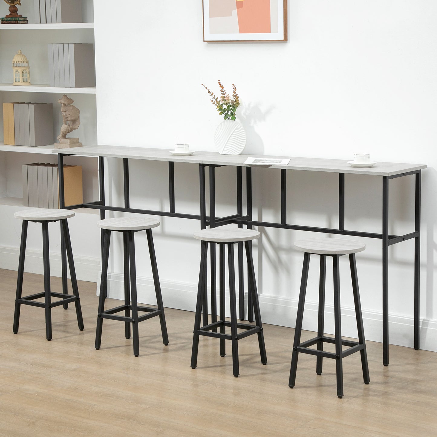 Lura Rika Metal Grey 6 Piece Bar Dining Set With 4 Stools