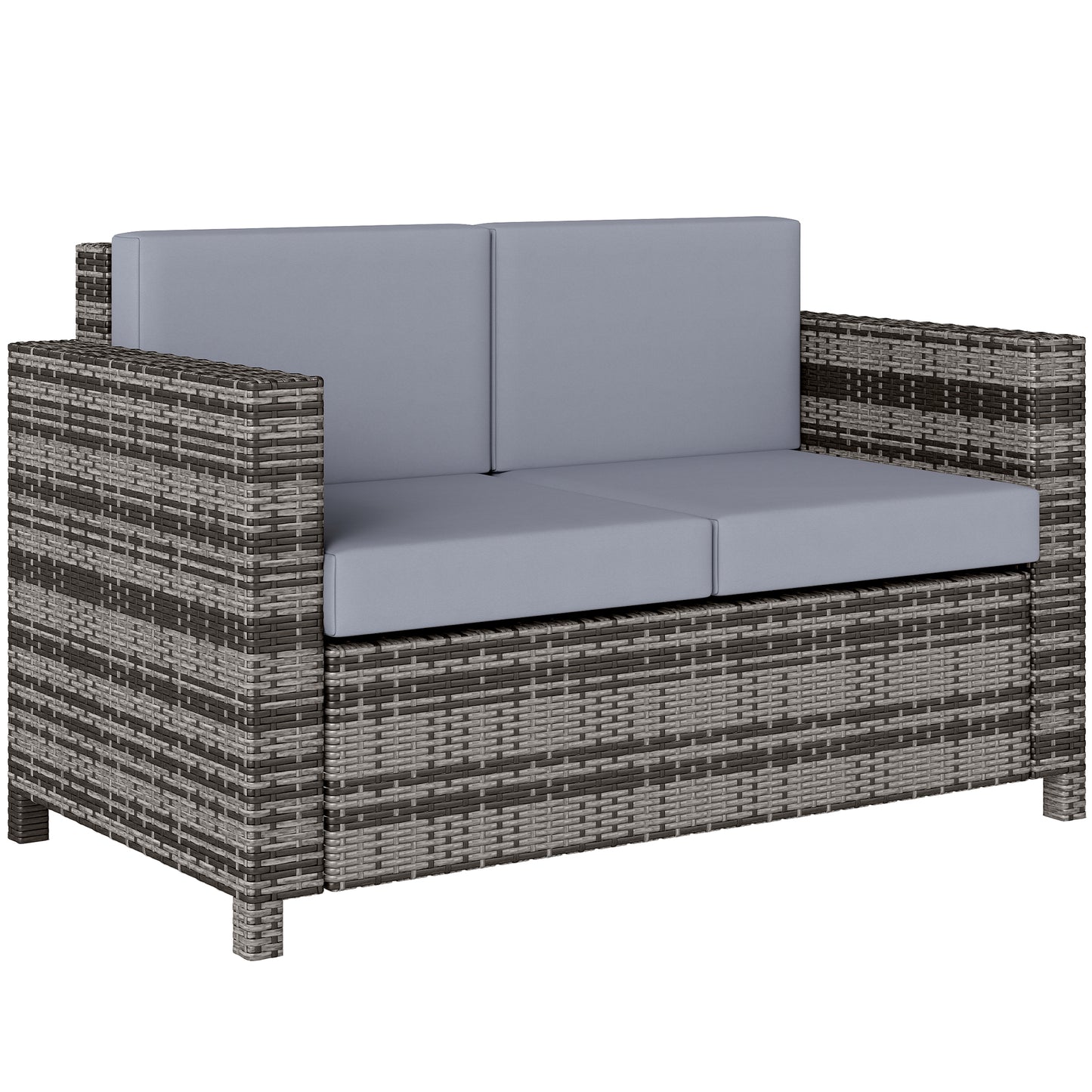 Noluha Grey Rattan 2 Seater Outdoor Sofa With Armrests