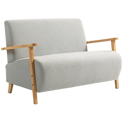 Radipa Sherpa Boucle Light Grey Compact 2 Seater Sofa
