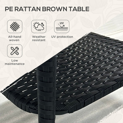 Keso Rattan Black 2 Tier Square Outdoor Coffee Table