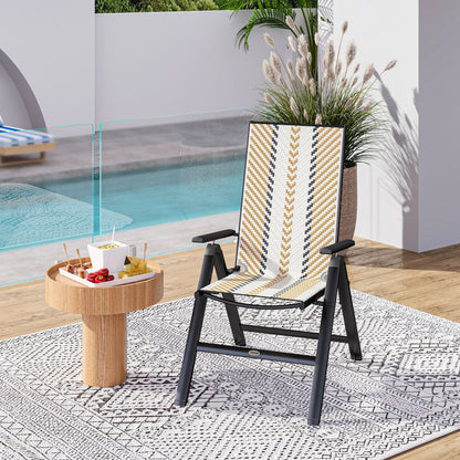 Linori Rattan Orange Reclining Outdoor Garden Chairs With Adjustable Backrest