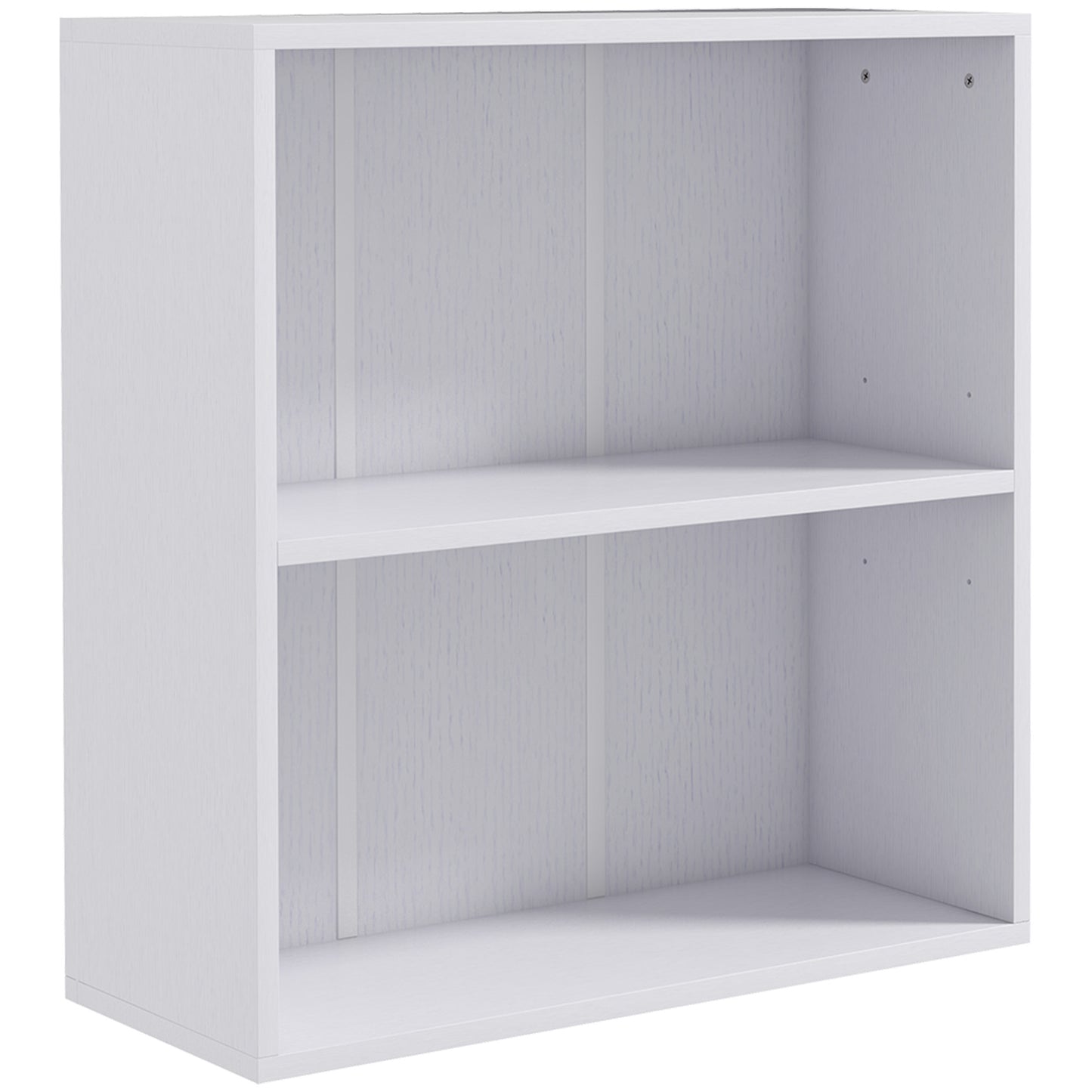 Ralafi Wood White Low 2 Tier Bookcase With Adjustable Shelves