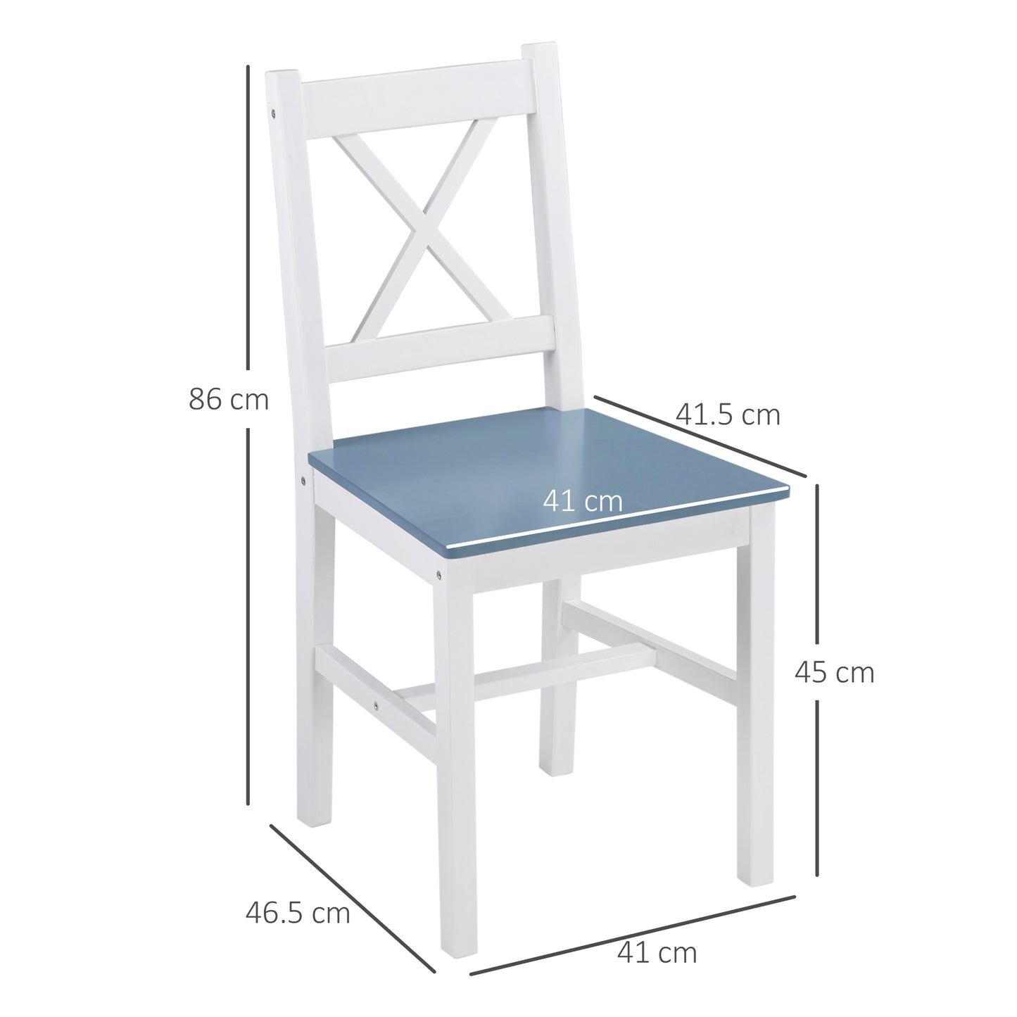 Fasere Solid Wood White and Grey Cross Back Dining Chairs Set Of 2 With Traditional Frame