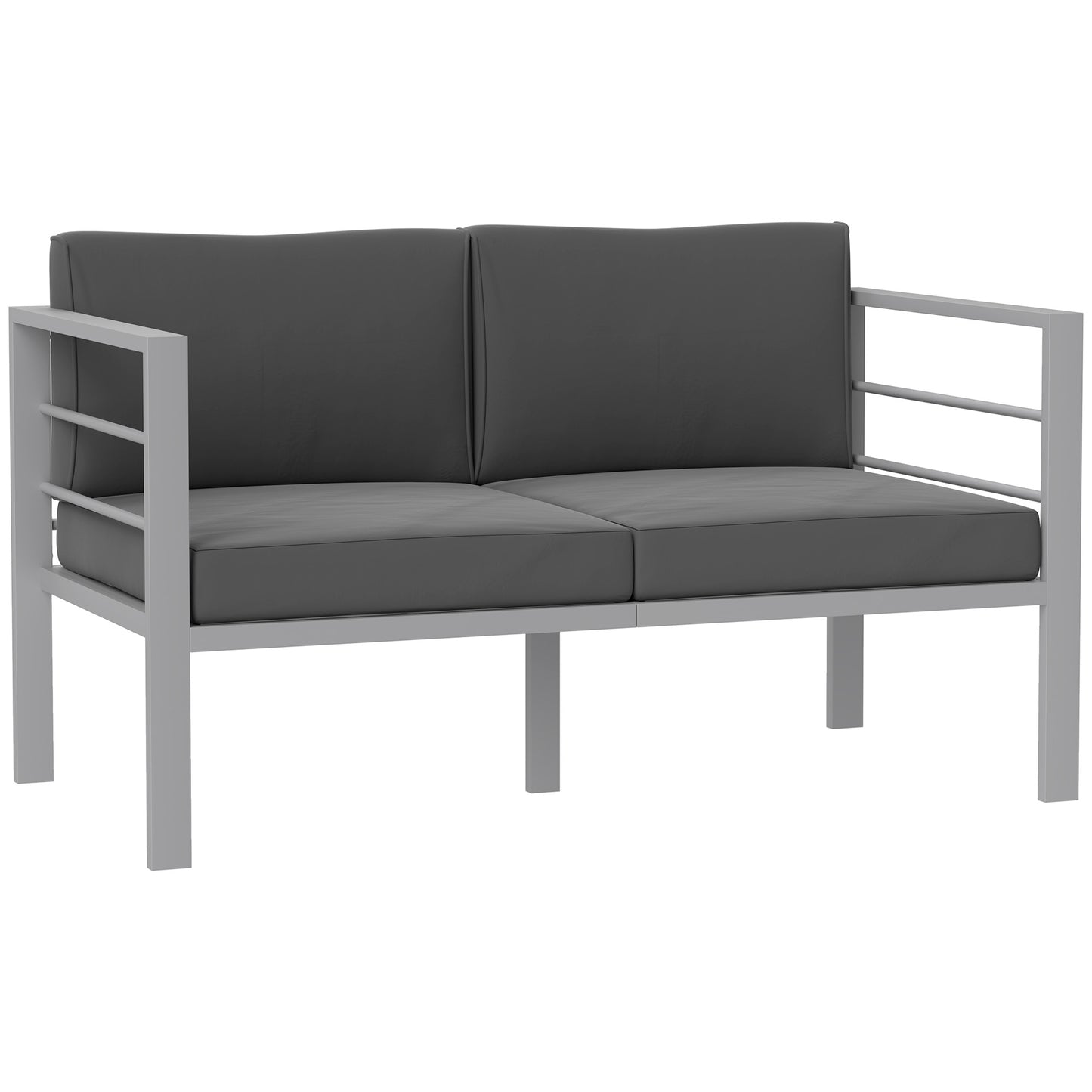 Nifano Aluminium Grey 2 Seater Outdoor Garden Sofa with Cushions