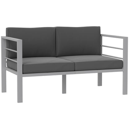 Nifano Aluminium Grey 2 Seater Outdoor Garden Sofa with Cushions