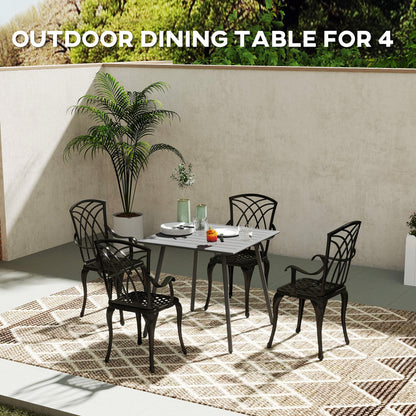 Ledisu 80cm Steel Grey Square Outdoor Dining Table With Slatted Top For 4