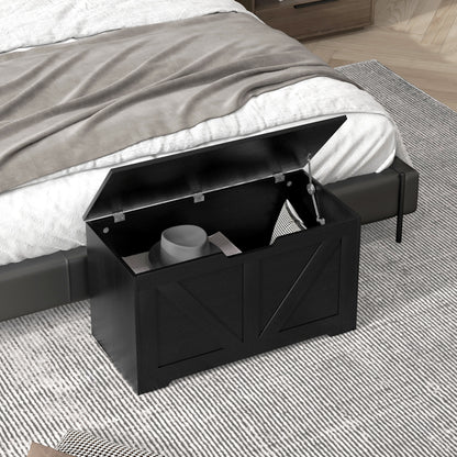 Kamari Black Wood Farmhouse Storage Chest Safety Hinges 100 Litre