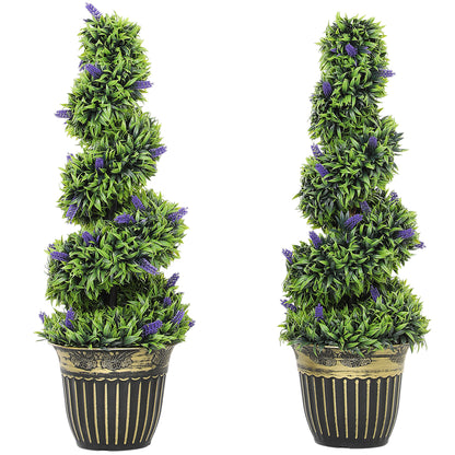 Vadi Set Of 2 Artificial Lavender Style Trees H8 90cm