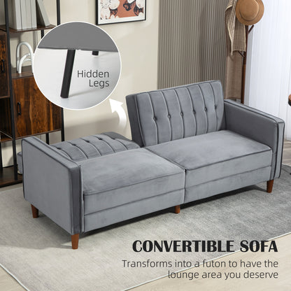 Toelfa Dove Grey Velvet 3 Seater Convertible Sofa Bed