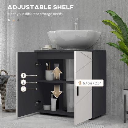 Fazorari Light Grey Pedestal Sink Storage Cabinet With Adjustable Shelving And U Cut Out Design