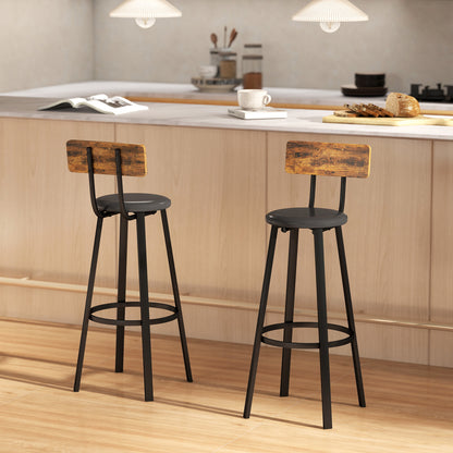 Namto Set Of 2 Brown And Black Industrial Steel Frame Bar Stools