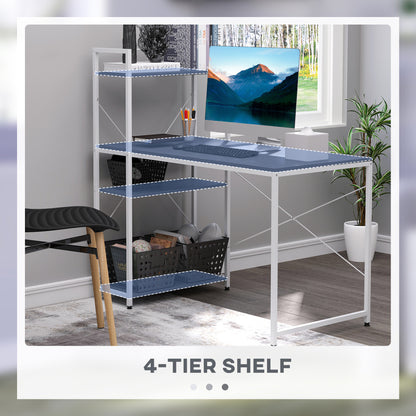 Kecodo 120cm Metal And Wooden Black And White Reversible Industrial Desk With Side Shelving