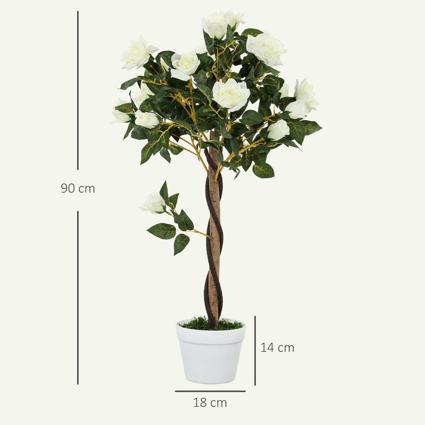 Bavi Bare Pair Of Artificial Rose Style Trees In White Finish