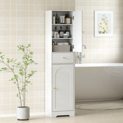 Remodi Bara Tall Bathroom Storage Cabinet With Arched Door Design White