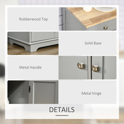 Totoro Grey Sideboard With Natural Top 3 Doors 3 Drawers 3 Shelves
