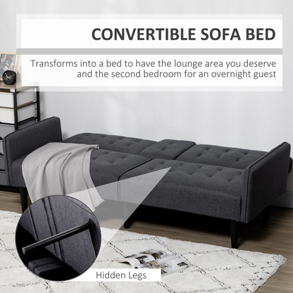 Nissa Grey Fabric 3 Seater Sofa Bed Diamond Tufted Back