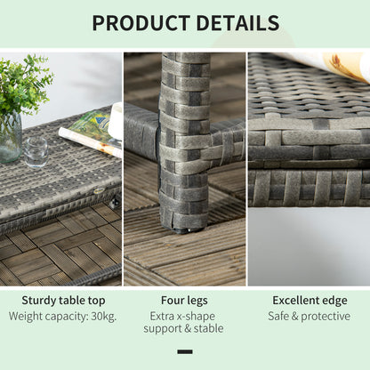 Vemiro Grey Rattan Rectangular Outdoor Coffee Table With Open Frame