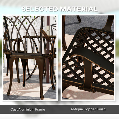 Sake 4 Seater Garden Dining Set Bronze Cast Aluminium Round Table with Parasol Hole