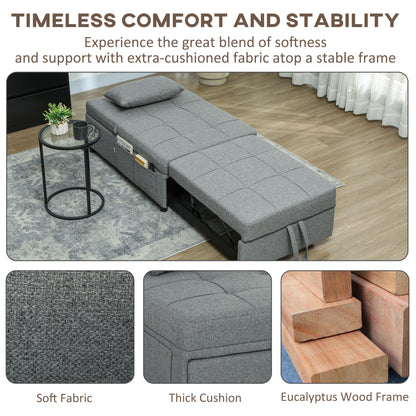 Nidi Kaha Fabric Dark Grey 4 In One Convertible Single Sleeper Chair