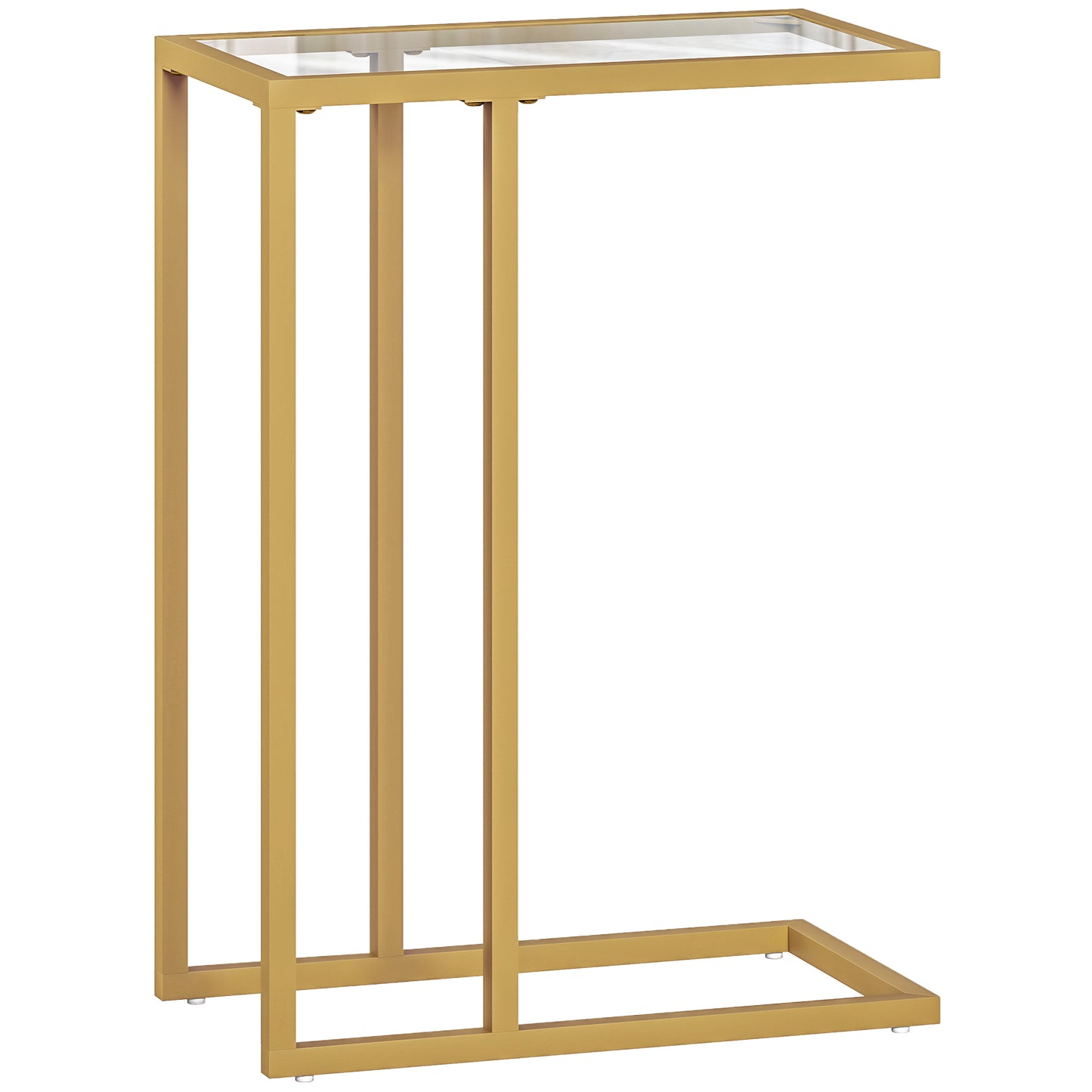 Ramise Gold Metal And Glass Slim C Shaped Side Table