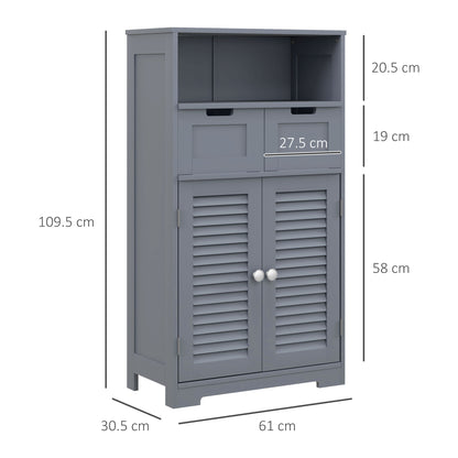 Tono 3 Section Bathroom Storage Unit With Shelves Drawers And Cupboard Grey