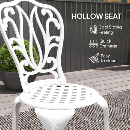 Kafa Cast Aluminium White 3 Piece Garden Bistro Set With Umbrella Hole