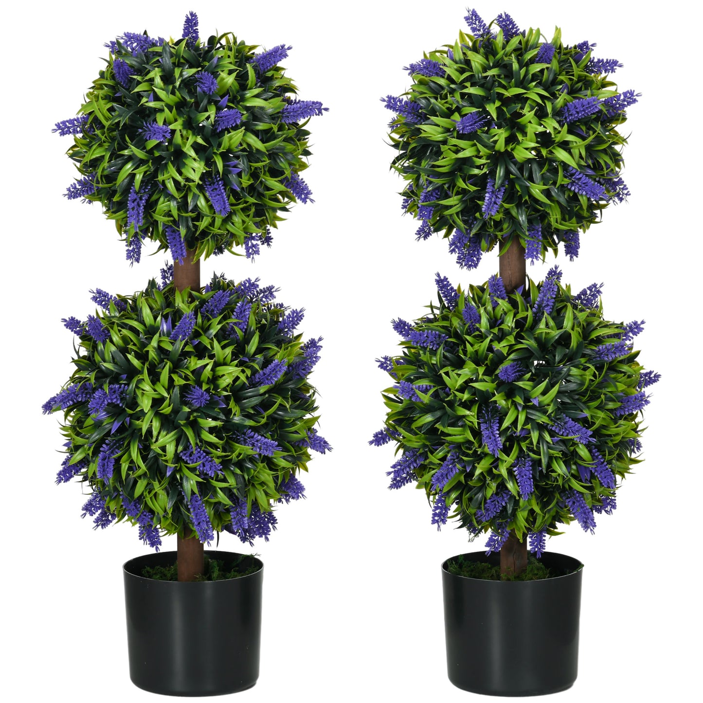 Vevayo Set Of 2 Artificial Lavender Ball Trees In Decorative Pots H8 70cm