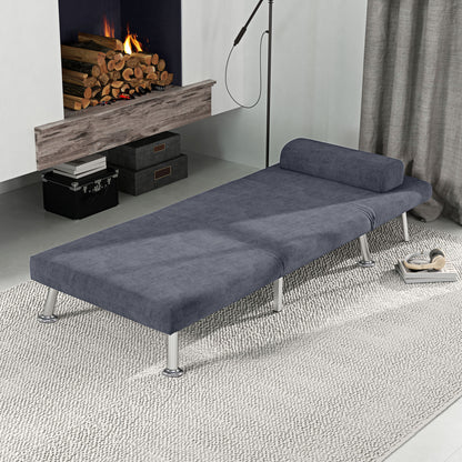 Tomi Safi Charcoal Grey Velvet Single Sleeper Chair