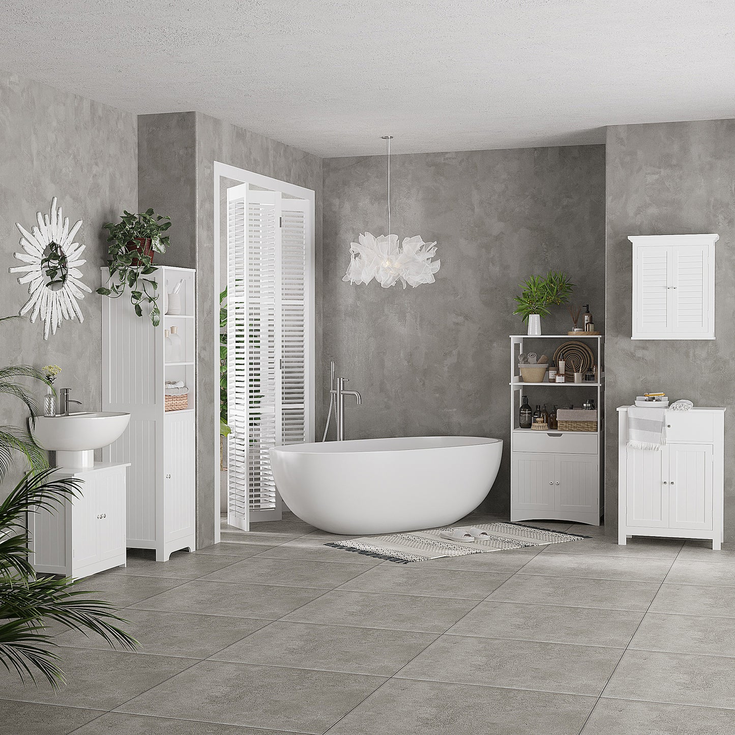 Neha Under Sink Bathroom Vanity Storage Unit With 2 Tier Interior White