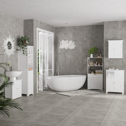Neha Under Sink Bathroom Vanity Storage Unit With 2 Tier Interior White