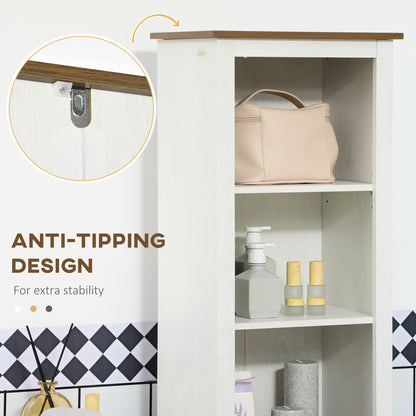 Nesoli Tall Bathroom Storage Cabinet With Door And Adjustable Shelves White 39.5x30x160cm