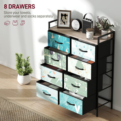 Larala Wooden Blue 8 Drawer Storage Chest