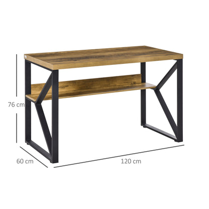 Filudi 120cm Wooden Black Brown Wood Effect Desk With Storage Shelving