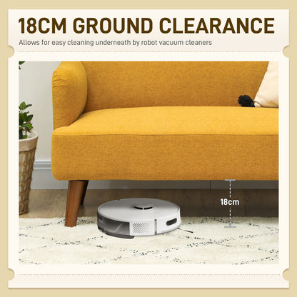 Rorore Yoro Velvet Yellow Compact 2 Seater Sofa With Extra Thick Padding And Wooden Legs
