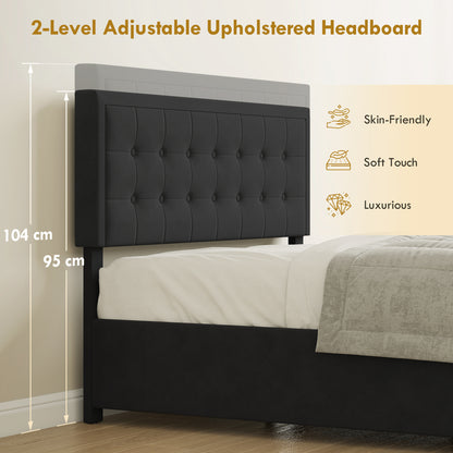 Mora 4FT6 Double Ottoman Bed Frame with Front Divan Drawer Storage Black