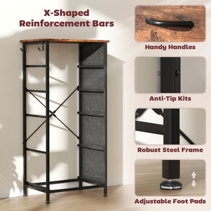 Kepa Fabric And Metal Rustic Brown 5 Drawer Storage Chest