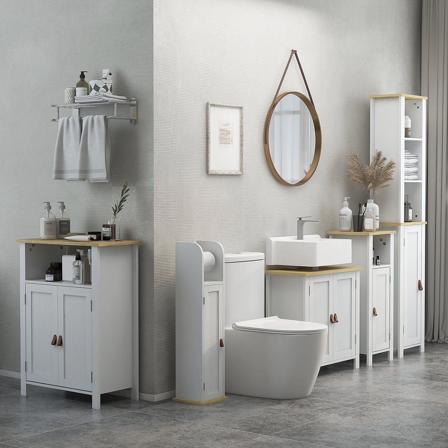 Sasa Bafa Slim Bathroom Storage Cabinet In White