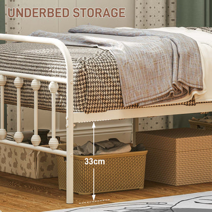 Keli 3FT White Metal Minimalist Single Metal Bed Frame