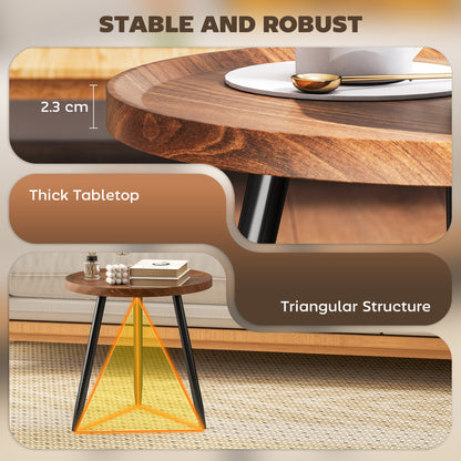 Balare Metal And Wood Chestnut Finish Round Coffee Table With Steel Frame