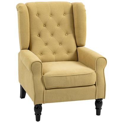 Luyo Light Yellow Retro Wingback Accent Armchair With Button Tufted Upholstery