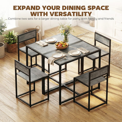 Nenepa 3 Piece Charcoal Grey Wood Effect Dining Table And Stools