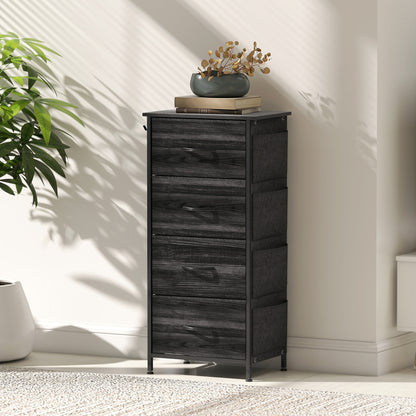 Reniva Fabric And Metal Black 4 Drawer Storage Chest