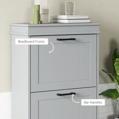 Falifa Wooden Grey Minimal 2 Drawer Shoe Cabinet For 10 Pairs