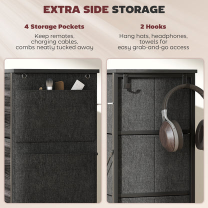 Elzi Fabric And Metal Black 8 Drawer Storage Chest