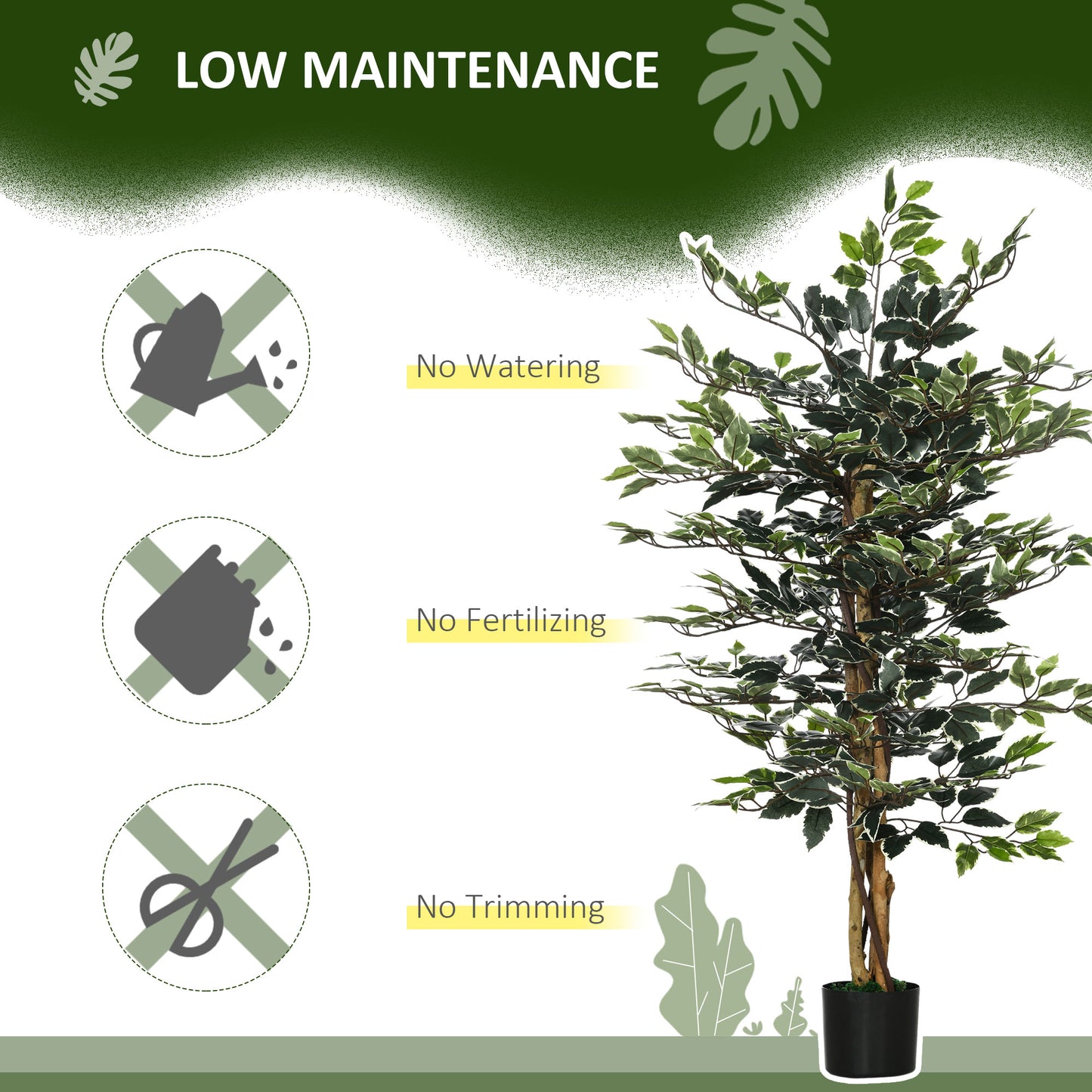 Diraco Set Of 2 Artificial Ficus Style Trees For Indoor Decorative Use