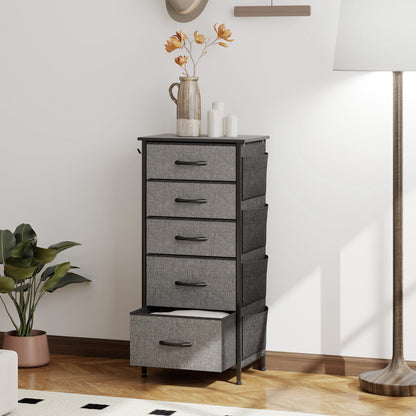 Suha Fabric And Metal Charcoal Grey 5 Drawer Storage Chest