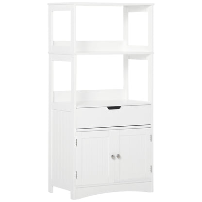 Disarike White Freestanding Storage Cabinet With Shelves Drawers And Double Doors For Bathroom Or Kitchen